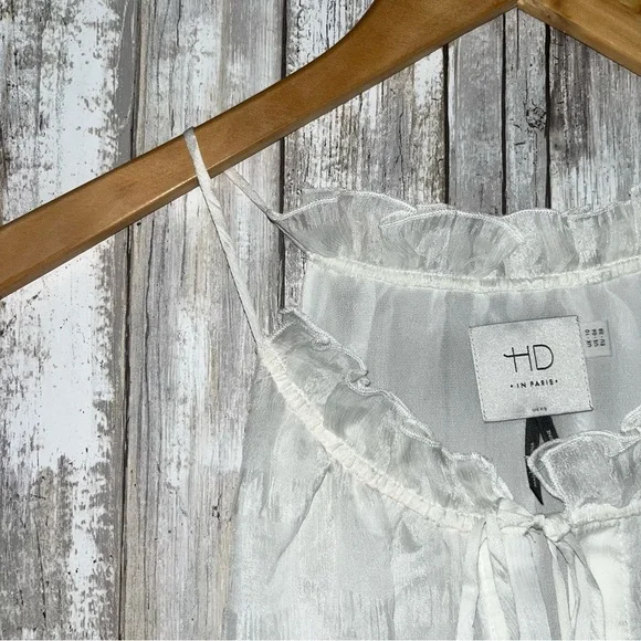 HD in Paris Silk Shadow Pane Tank White Sleeveless Blouse Size 6 Anthropologie - Picture 6 of 7